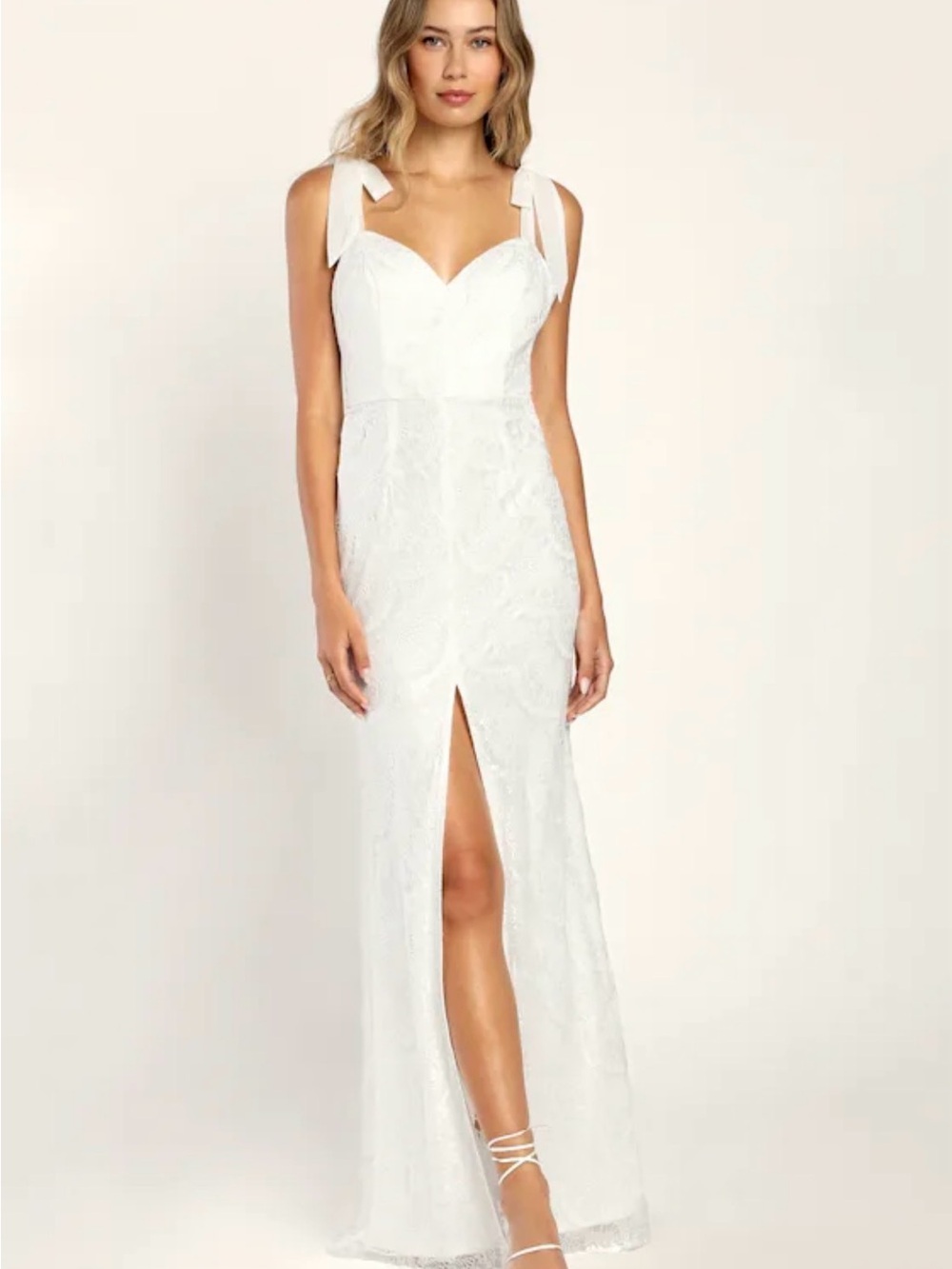 Lulu's White Lace Maxi Gown